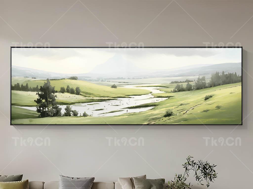 北欧现代高级感手绘风景客厅卧室横幅装饰画四.rar下载-编号89017003